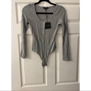 JLUXLABEL Grey Kindall Snap Button Bodysuit
